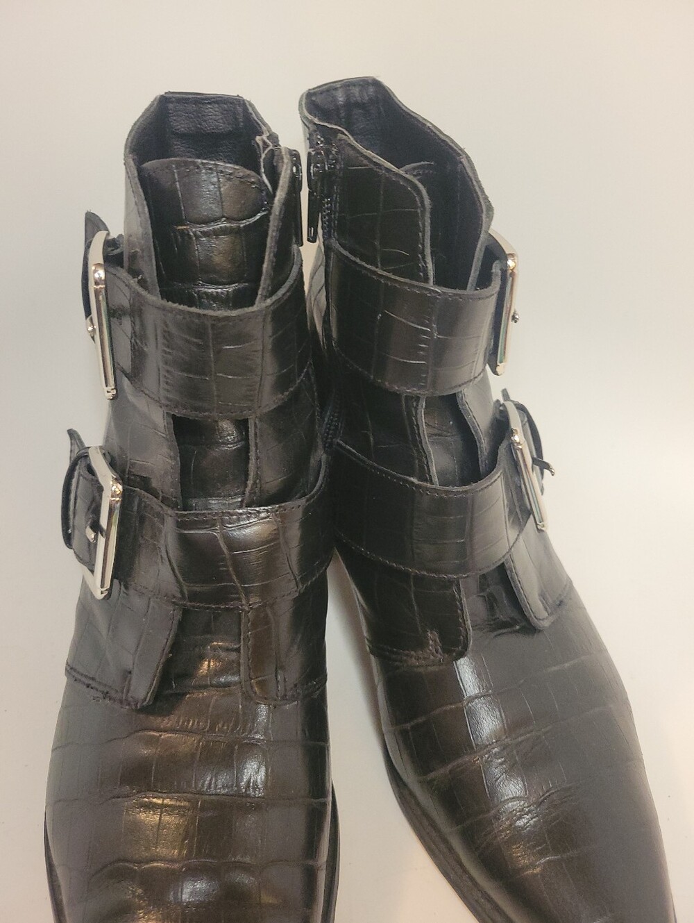 Kurt Geiger London Denny Crocodile-Embossed Leather Ankle Boots - Picture 6 of 16